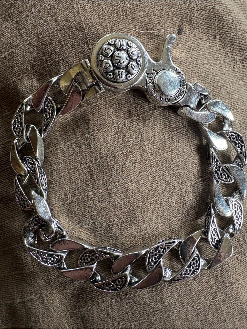 .925 Sterling silver Cuban link bracelet 7.5